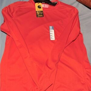 Carhartt  women’s  Red Orange Long Sleeve Shirt